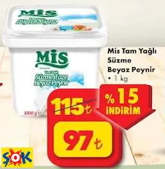 MİS TAM YAĞLI SÜZME BEYAZ PEYNİR 1 KG